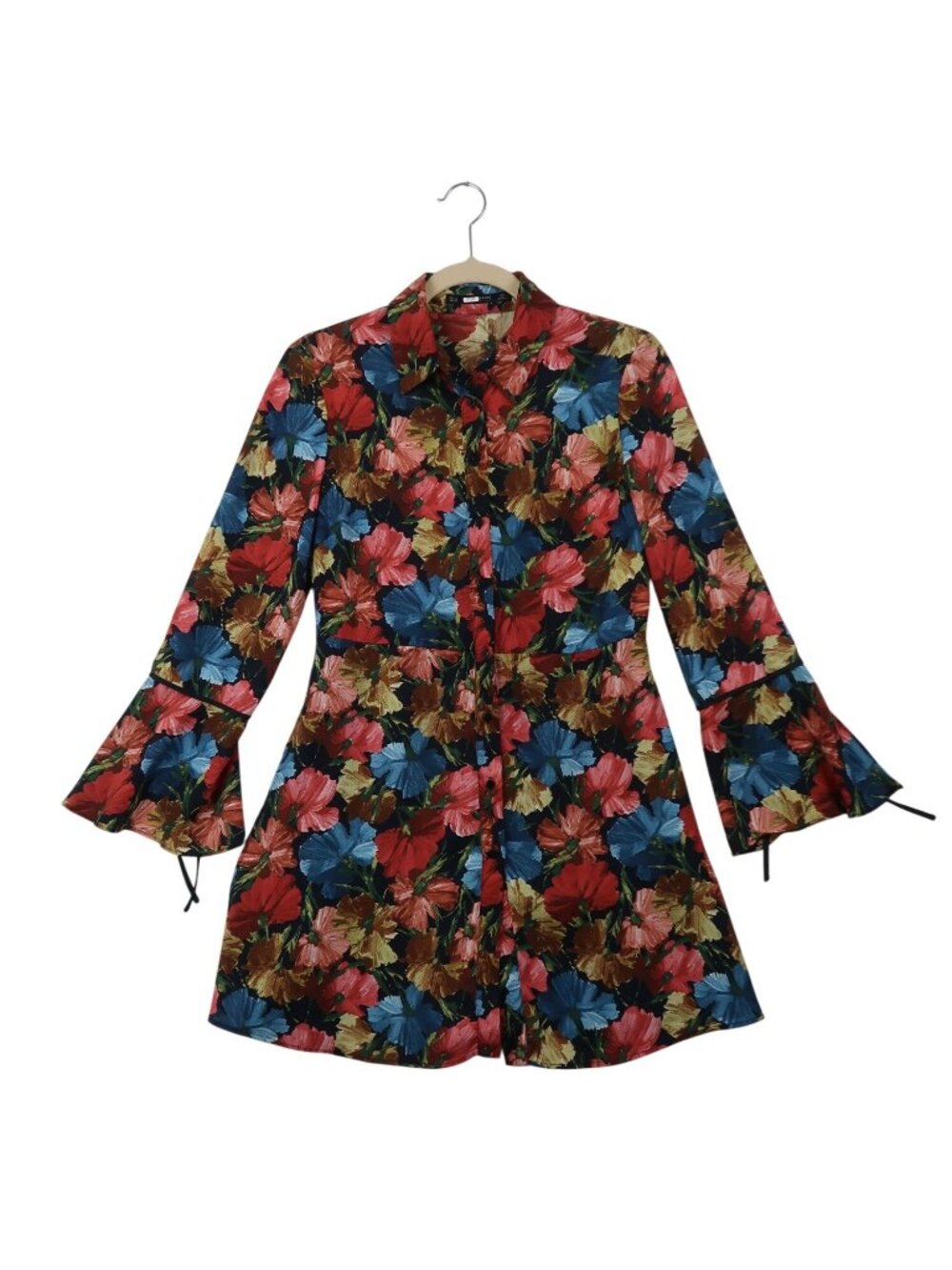 Zara S Womens Floral Print Button-Down Dress Romper Multicolor